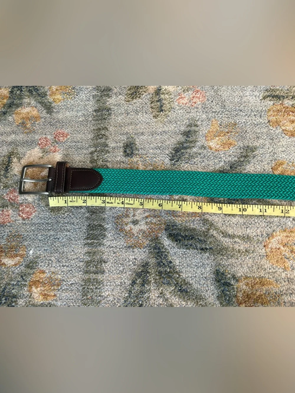J. Crew Braided Belt in Green with Leather Detail Size Large - Picture 3 of 7